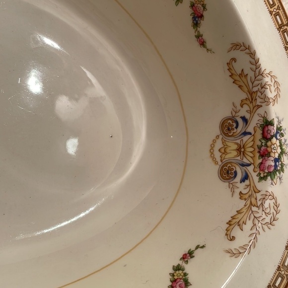 Alfred Meakin England Oval Deep Urn W Flower & Plumes Geometric Trim - Picture 4 of 9